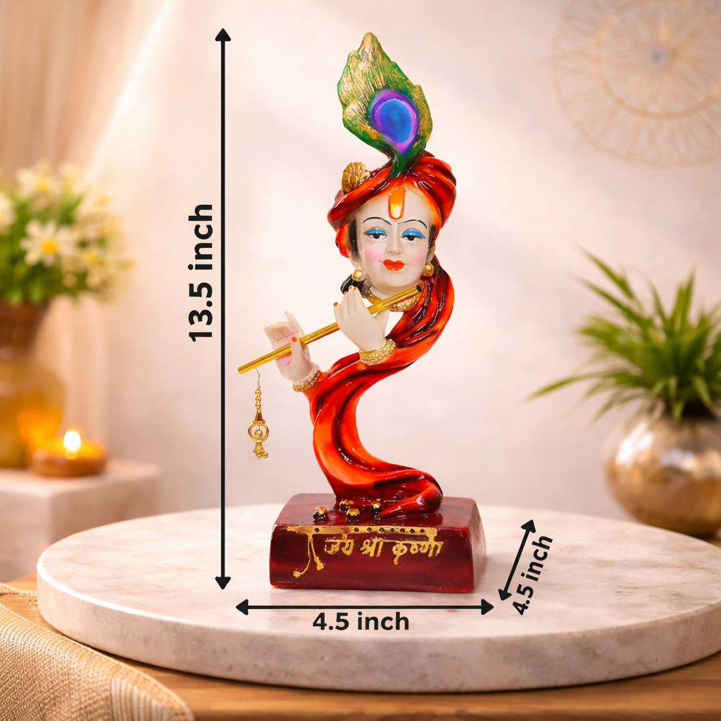 Lord Krishna Idol Decorative Statue in Flute Playing Pose