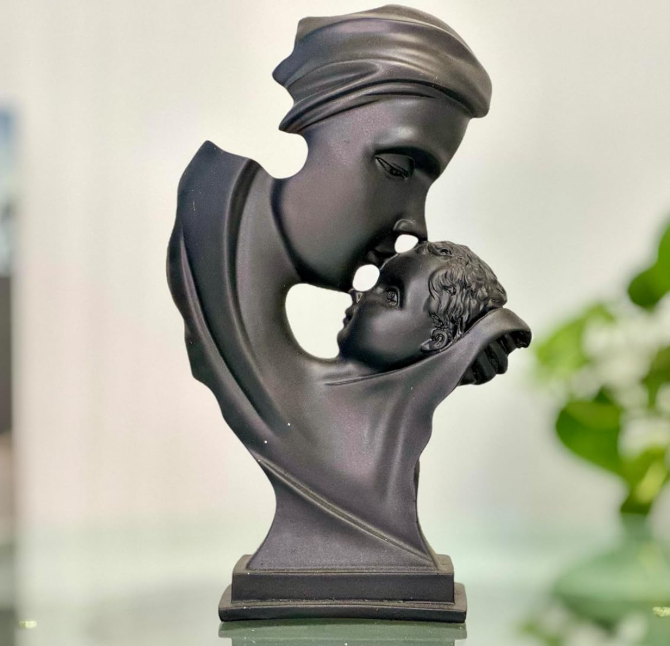 Family Statue | Resin Thinker Sculpture | Home Decor Items for Living Room Show Piece | Table Artifact | (Mother & Child)