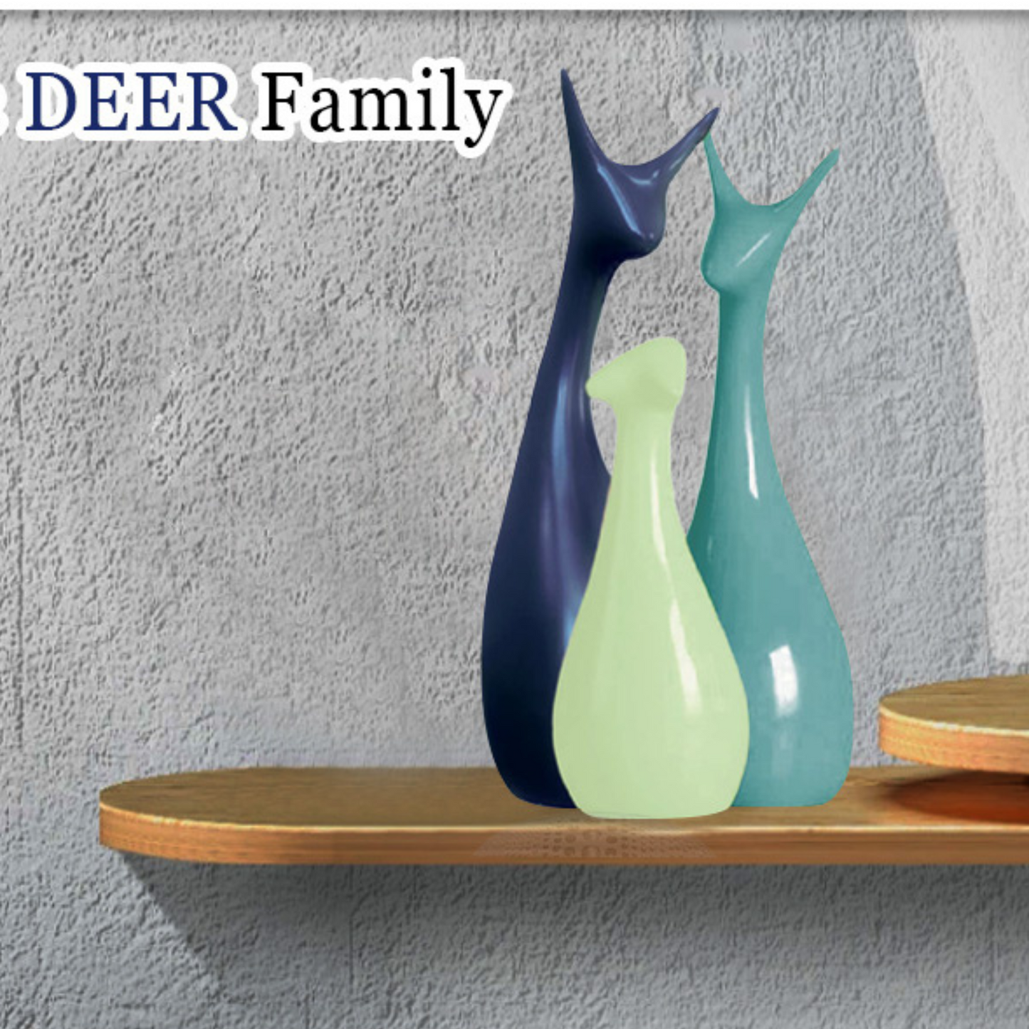 Home Decor Lucky Deer Family Statue Matte Finish Ceramic Figures showpiece (Set of 3)