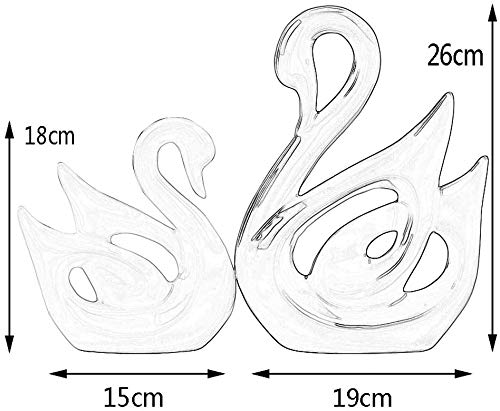 Lucky Swan Couple Piano Finish Ceramic Figures for Home Decor (Set of 2 Pc, Large, White & Red)