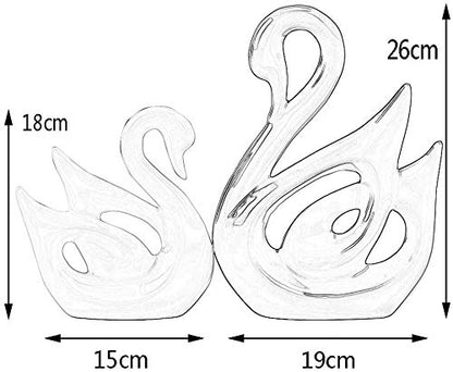 Lucky Swan Couple Piano Finish Ceramic Figures for Home Decor (Set of 2 Pc, Large, White & Red)