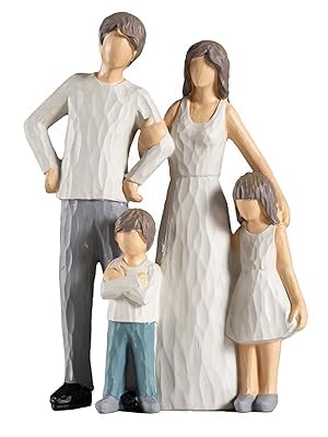 Family of 4 Figurines, Family Sculpture, Gifts for Family, Resin Family Sculpture