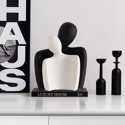 Ceramic Couple Statues - Hugging Couple Figurines for Shelf and Table