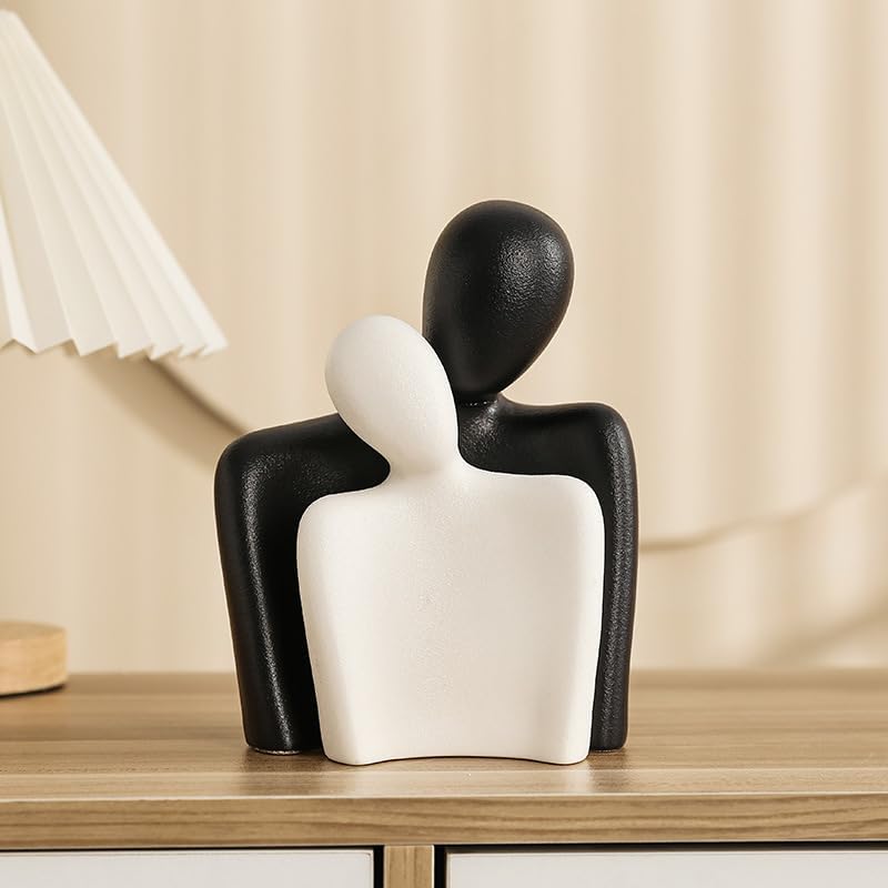 Ceramic Couple Statues - Hugging Couple Figurines for Shelf and Table