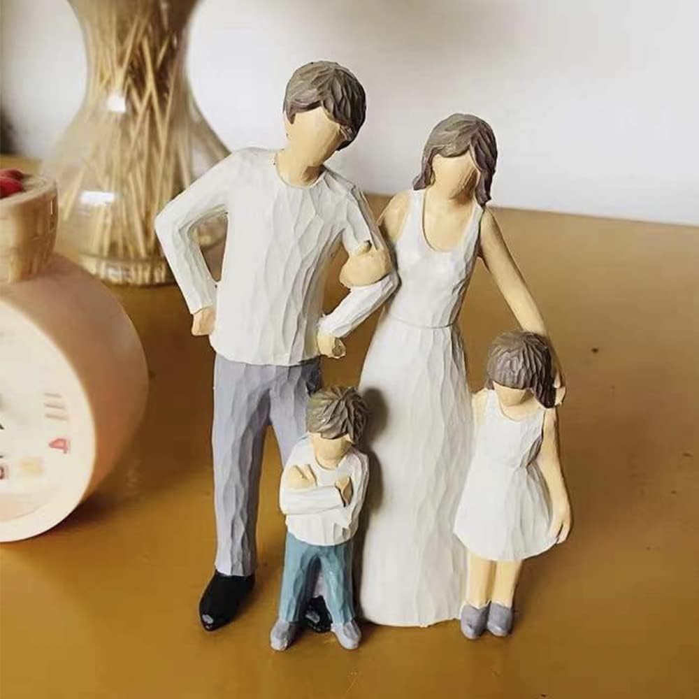 Family of 4 Figurines, Family Sculpture, Gifts for Family, Resin Family Sculpture