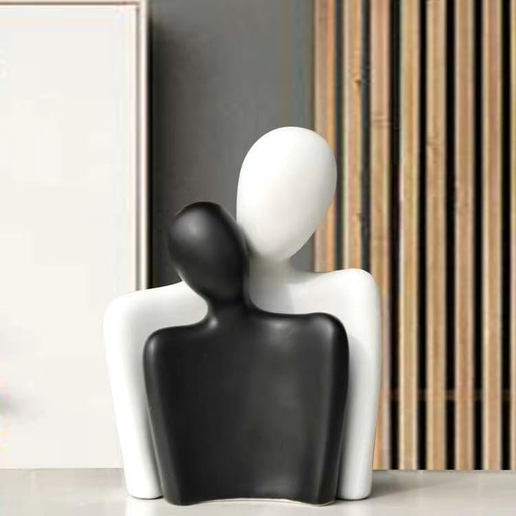 Ceramic Couple Statues - Hugging Couple Figurines for Shelf and Table