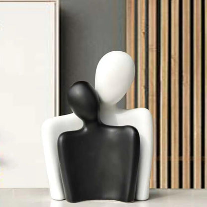 Ceramic Couple Statues - Hugging Couple Figurines for Shelf and Table