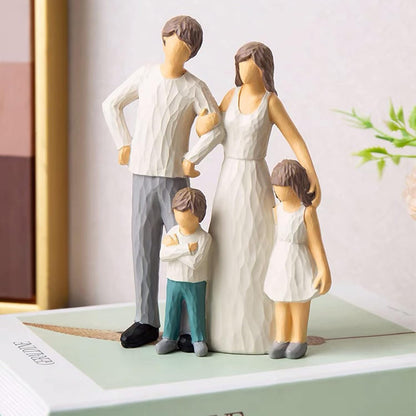 Family of 4 Figurines, Family Sculpture, Gifts for Family, Resin Family Sculpture