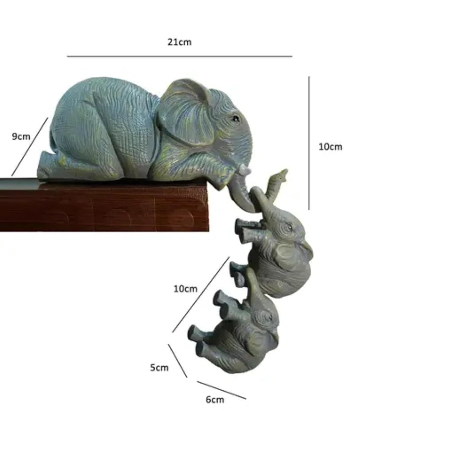Premium 3 Elephant Family Shelf Sitter | Mother and Baby Hanging Figurines