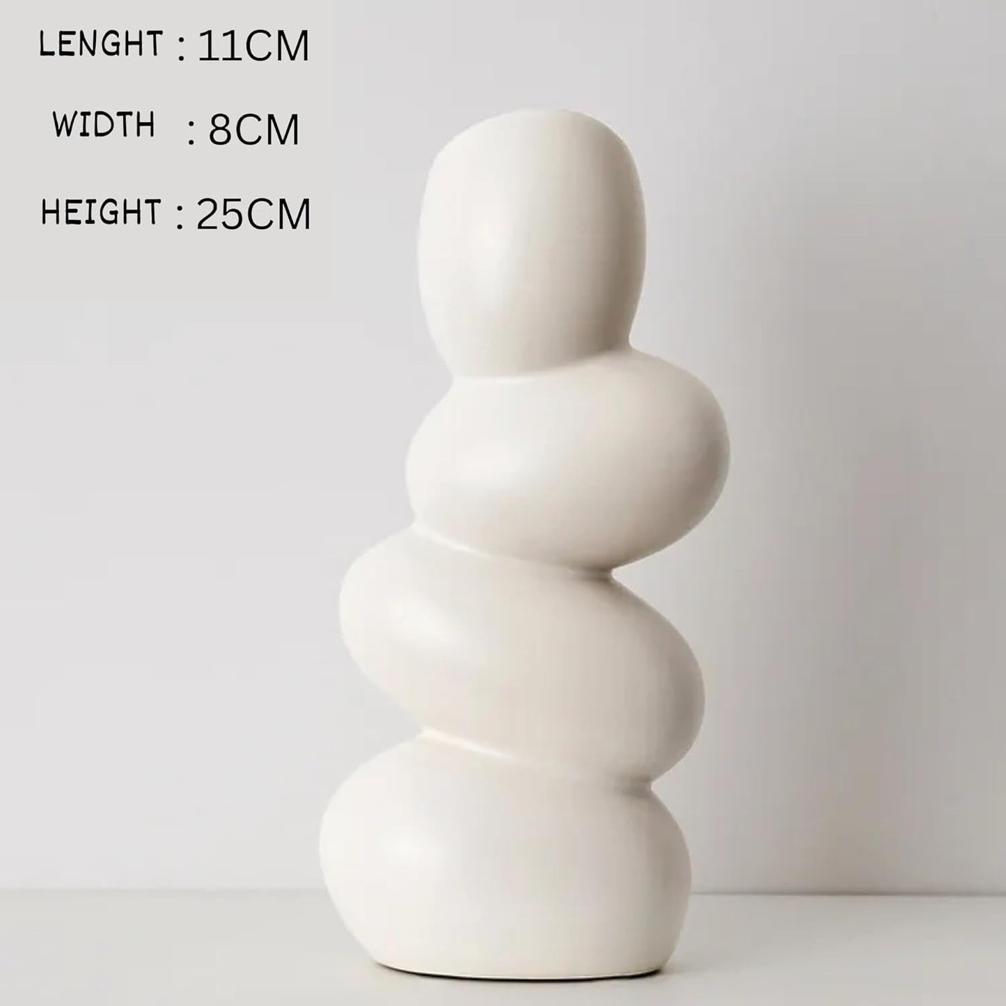 Decorative Ceramic Vase for Flowers, Pampas Grass Vase Height- 25 Cm, White