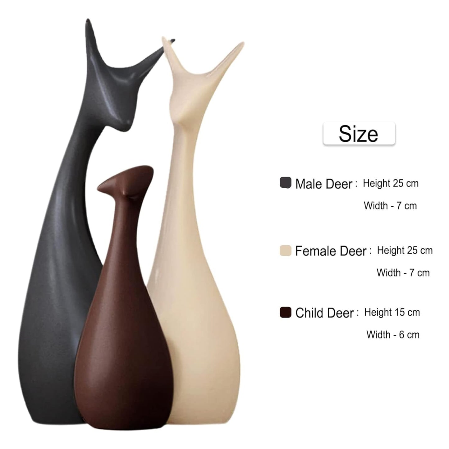 ABHIYAM Ceramic Deer Family Figurines – Elegant Home Decor Gift Set