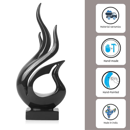 Agni Abstract Resin Modern Sculpture for Shelf Table Decoration (Black)