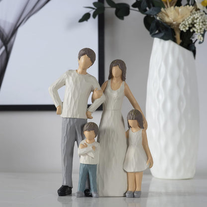 Family of 4 Figurines, Family Sculpture, Gifts for Family, Resin Family Sculpture