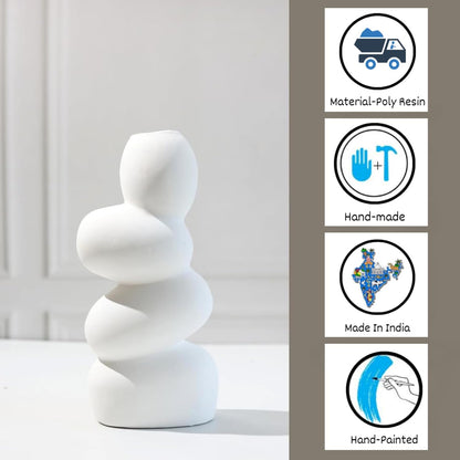 Decorative Ceramic Vase for Flowers, Pampas Grass Vase Height- 25 Cm, White