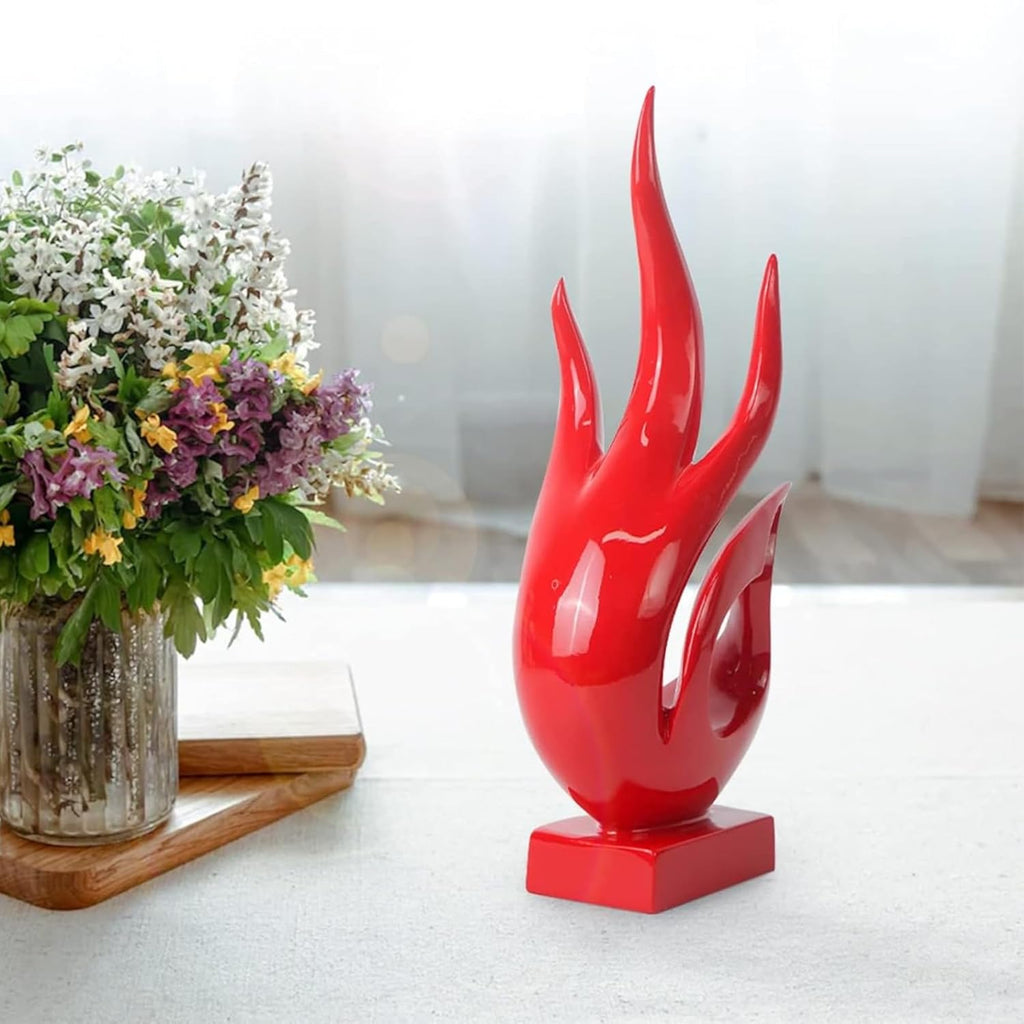 Agni Abstract Flame Sculpture – Handcrafted Red Resin Art for Modern Home Decor