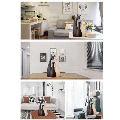 ABHIYAM Ceramic Deer Family Figurines – Elegant Home Decor Gift Set