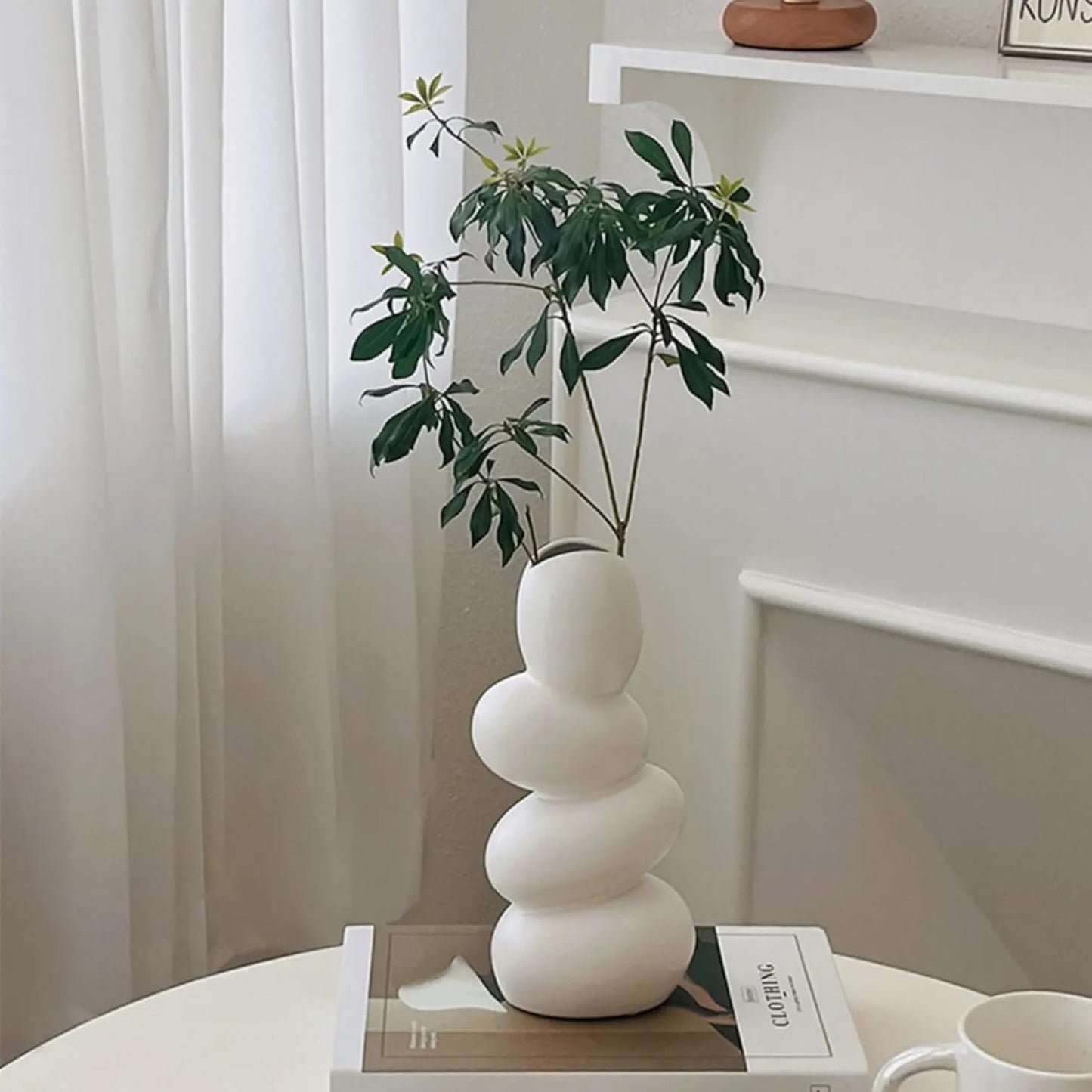 Decorative Ceramic Vase for Flowers, Pampas Grass Vase Height- 25 Cm, White