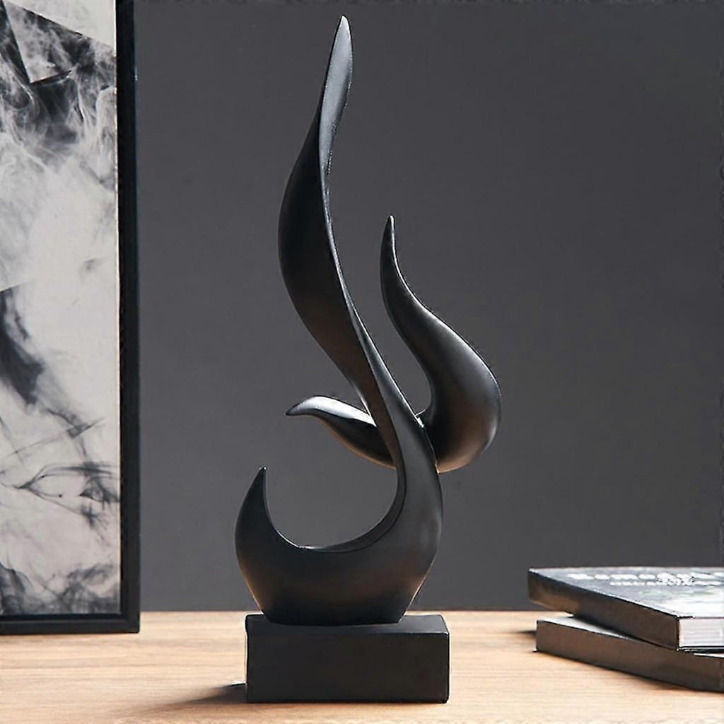 Fire Abstract Ceramic Modern Sculpture for Shelf Table Decoration (Black) (Pack of 1)