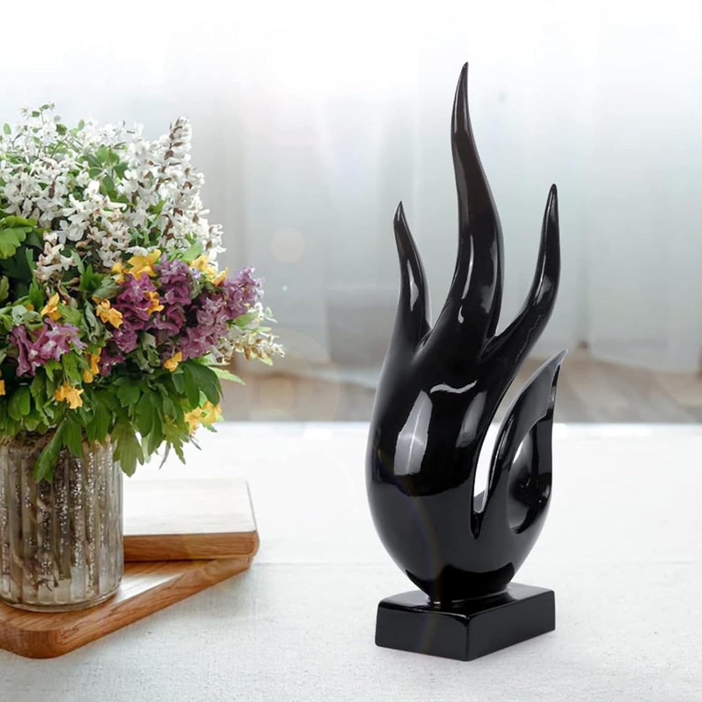 Agni Abstract Resin Modern Sculpture for Shelf Table Decoration (Black)