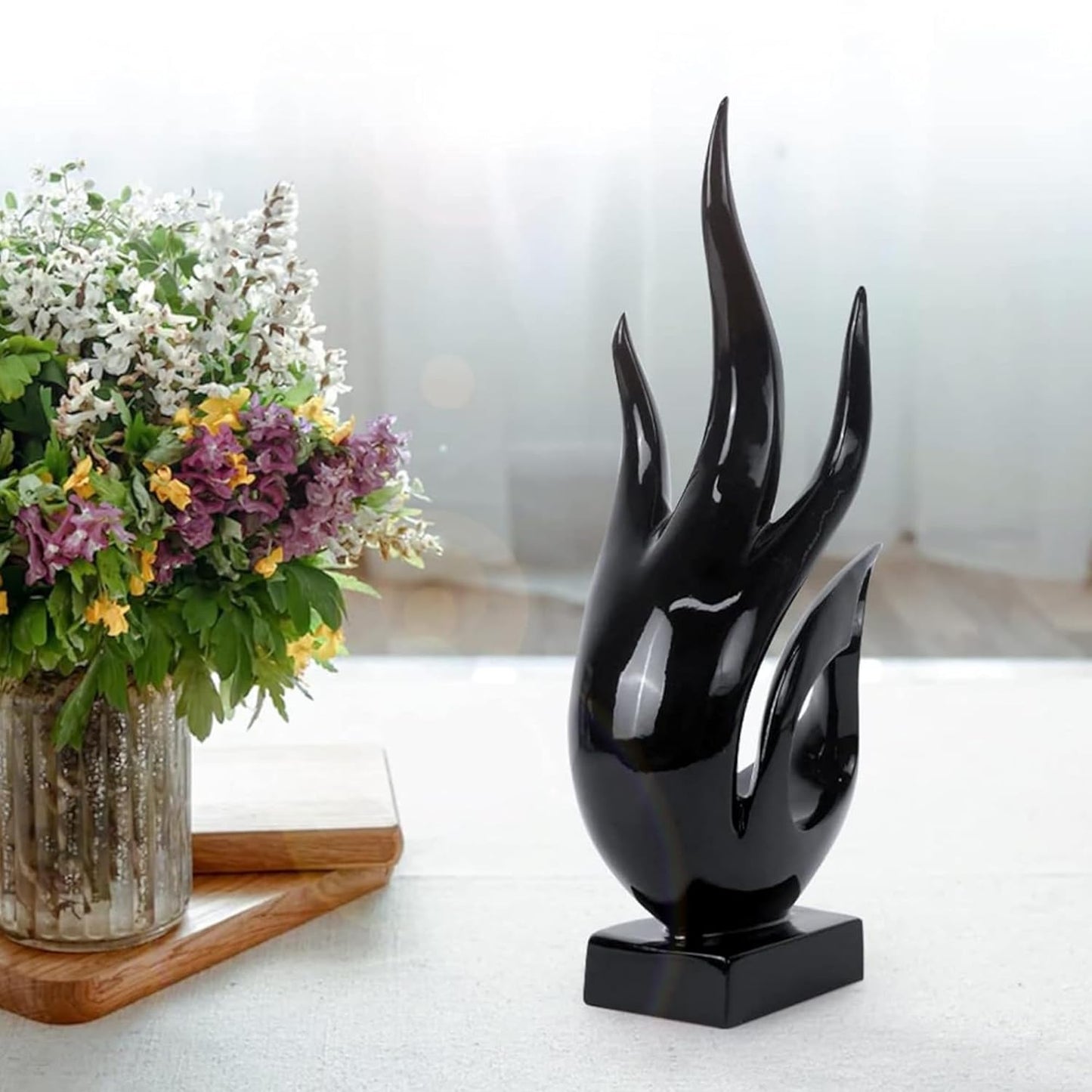Agni Abstract Resin Modern Sculpture for Shelf Table Decoration (Black)