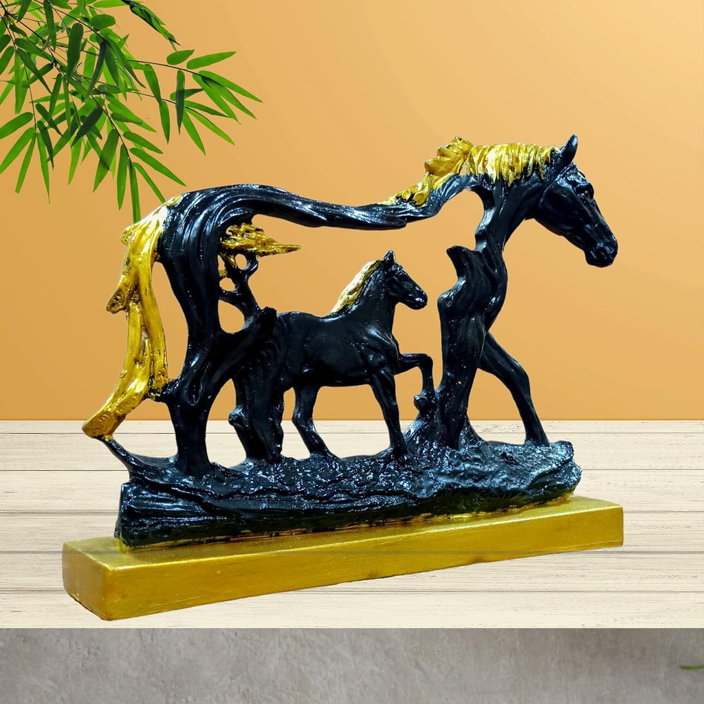 Horse Statue with Baby Horse Resin Finish Animal Figurines