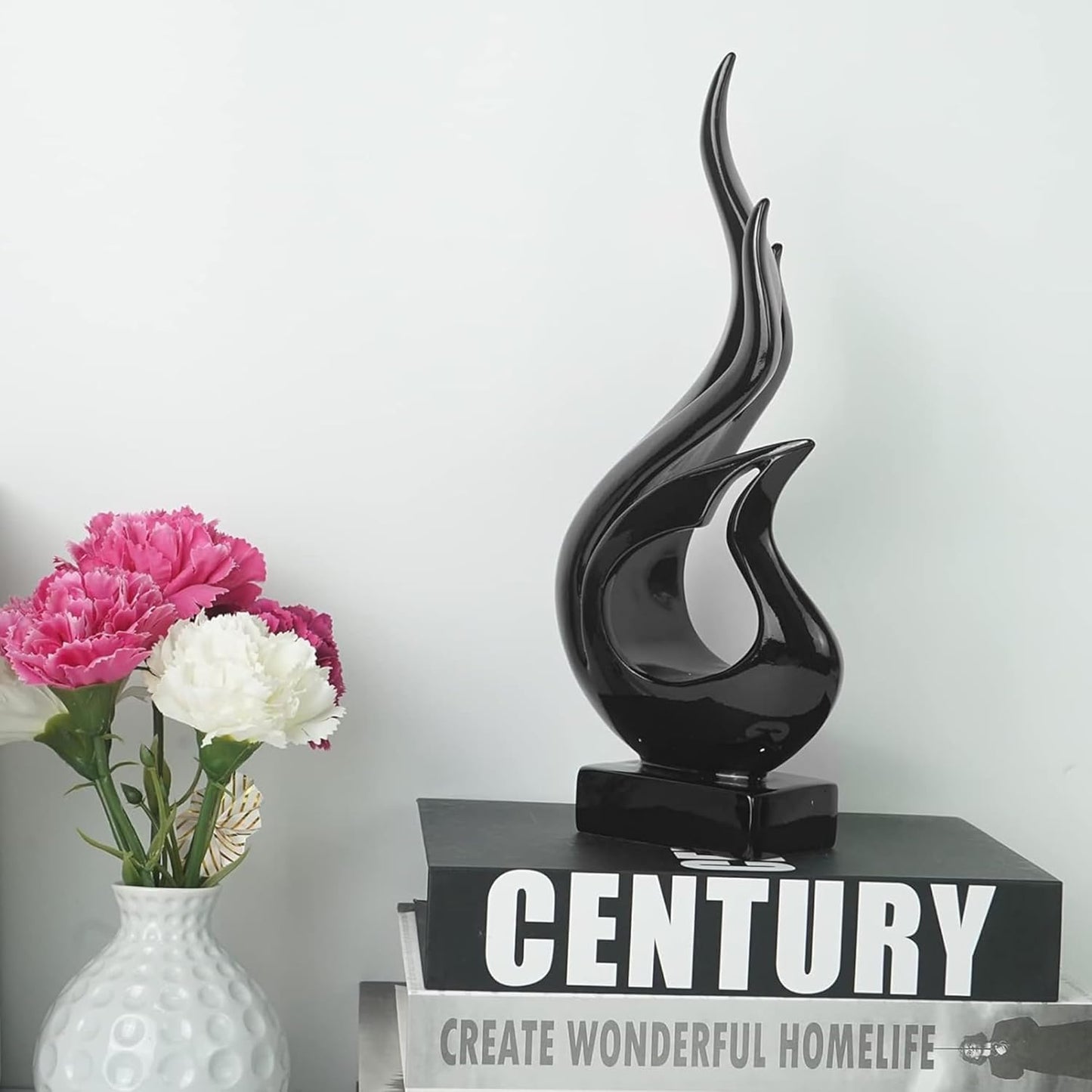 Agni Abstract Resin Modern Sculpture for Shelf Table Decoration (Black)