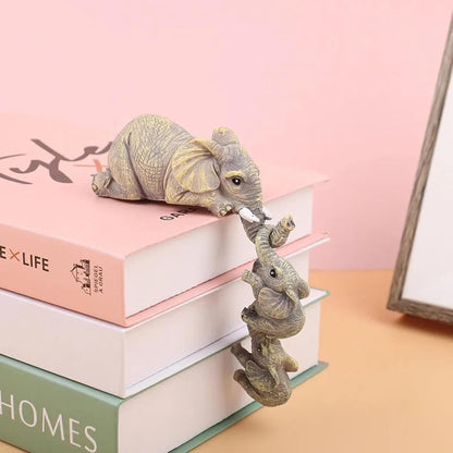 Premium 3 Elephant Family Shelf Sitter | Mother and Baby Hanging Figurines