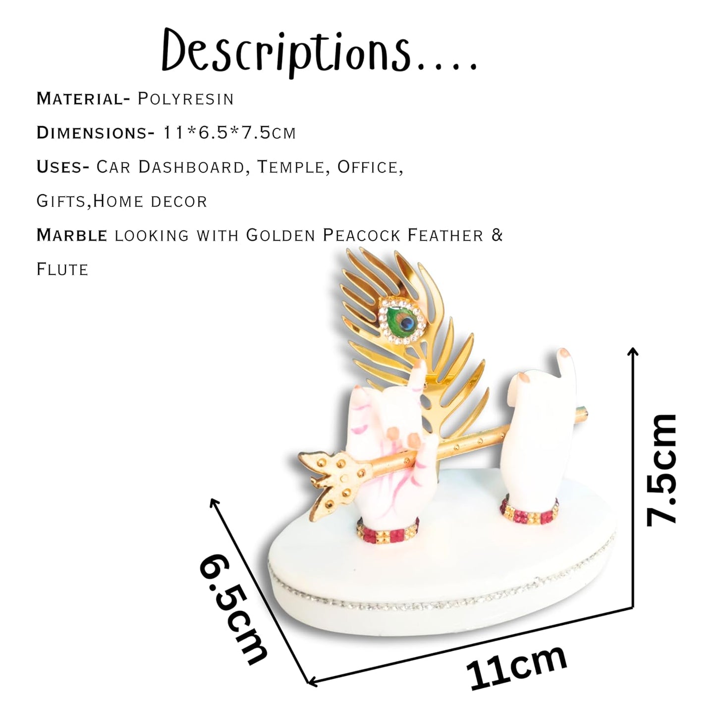 Lord Krishna Idol Decorative Statue in Flute Playing Pose (Pack of 1)