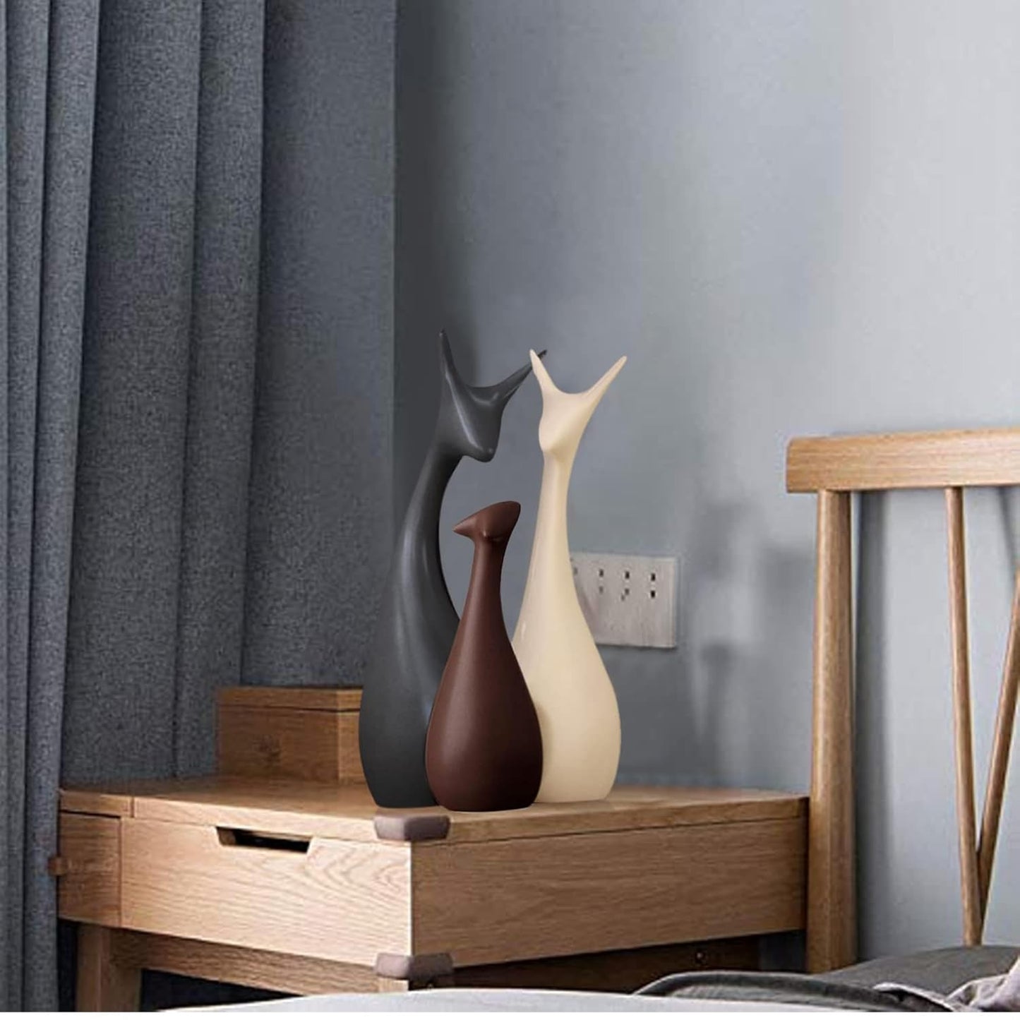 ABHIYAM Ceramic Deer Family Figurines – Elegant Home Decor Gift Set