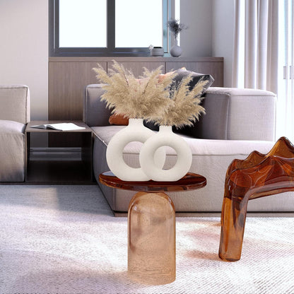 Decorative Ceramic Vase for Flowers, Pampas Grass Vase Height- 25 Cm, White & Black (Pack of 2)