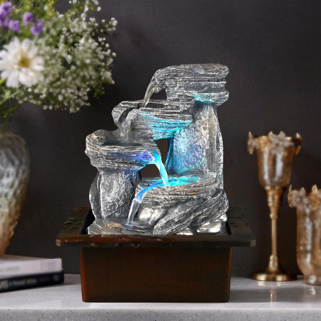4-Tier LED Tabletop Water Fountain – Tranquil Home Decor Piece