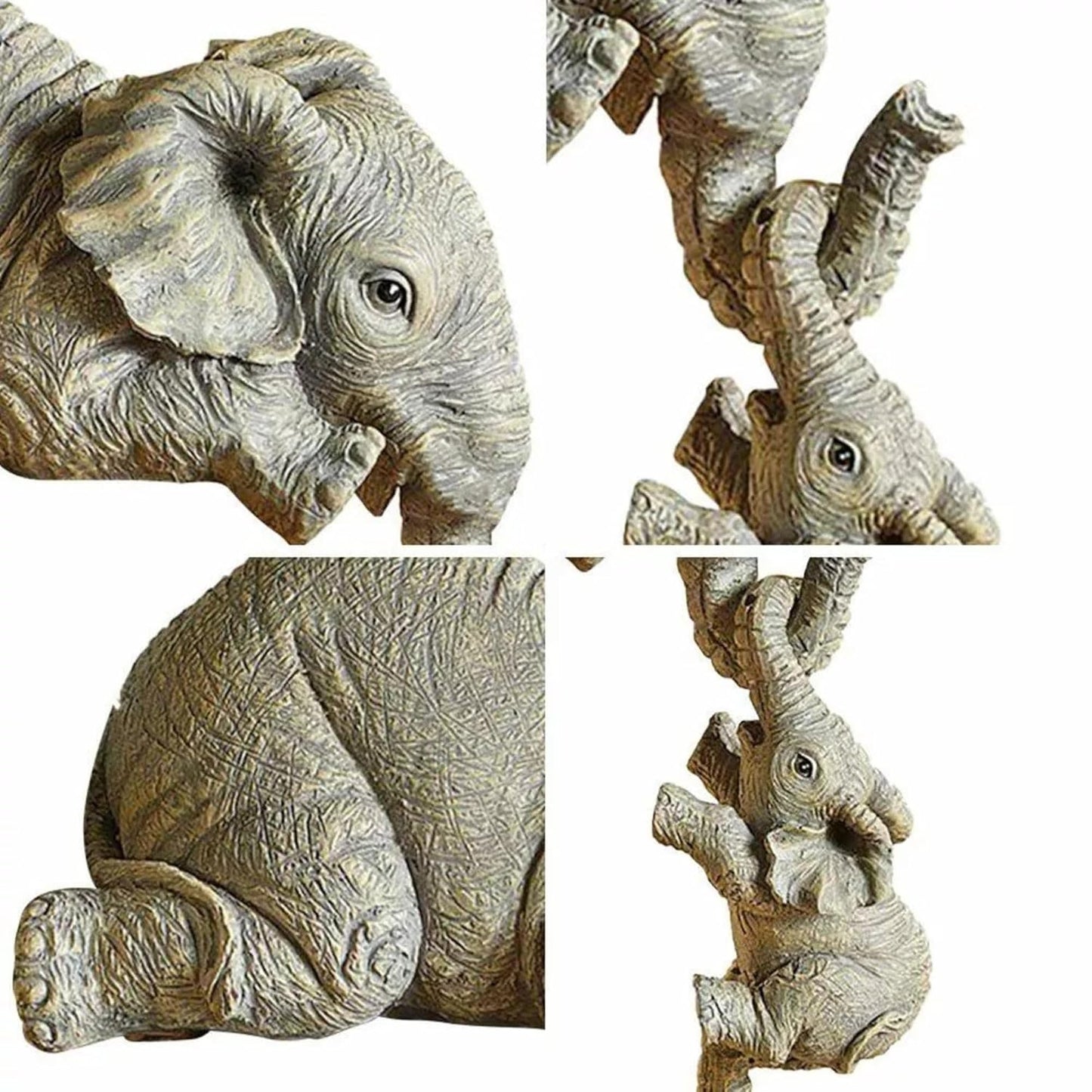 Premium 3 Elephant Family Shelf Sitter | Mother and Baby Hanging Figurines
