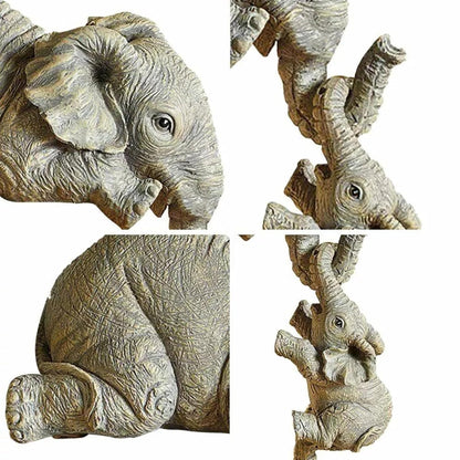 Premium 3 Elephant Family Shelf Sitter | Mother and Baby Hanging Figurines