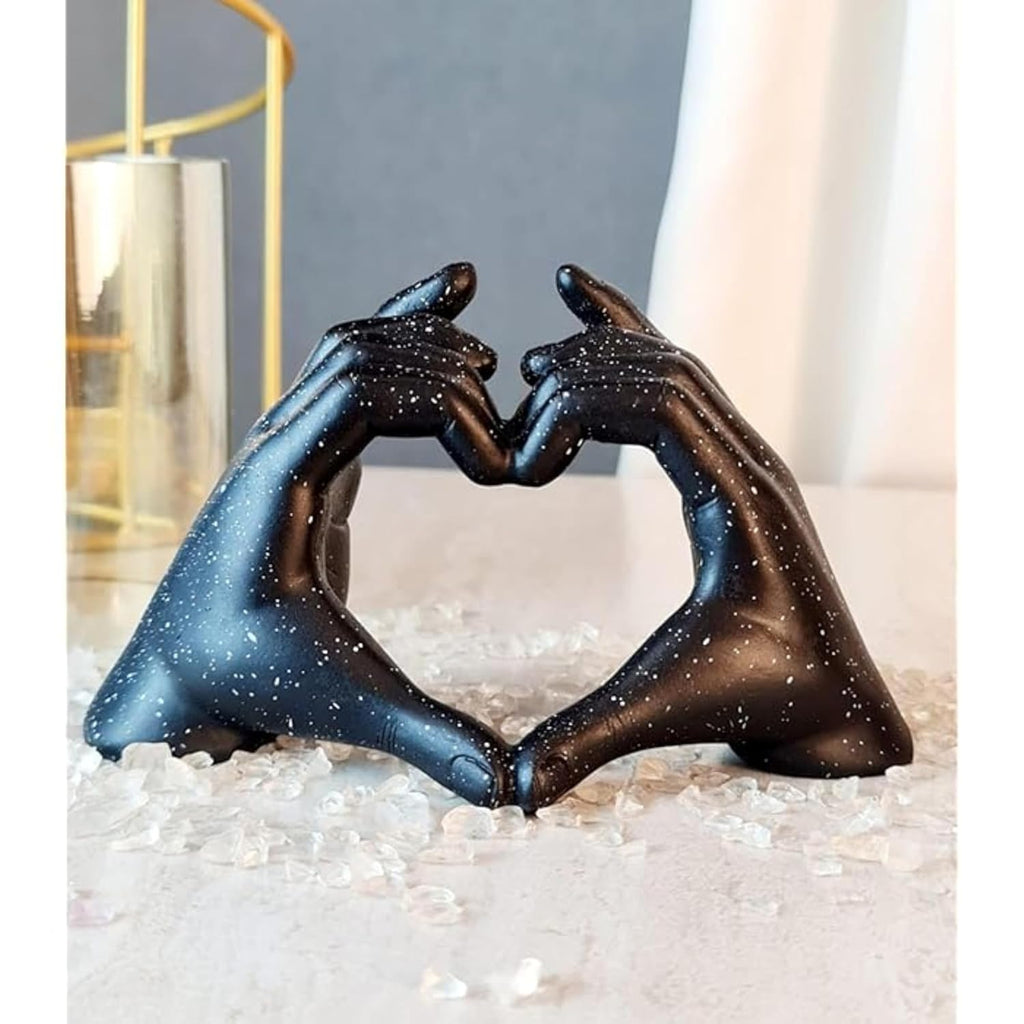 Heart Shaped Love Hand Home Decor Showpiece Elegant Resin Sculpture for Living Room Home & Office (BlacK)