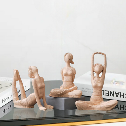 Set of 3 Premium Yoga Figurines – Modern Art Stone Finish Showpieces
