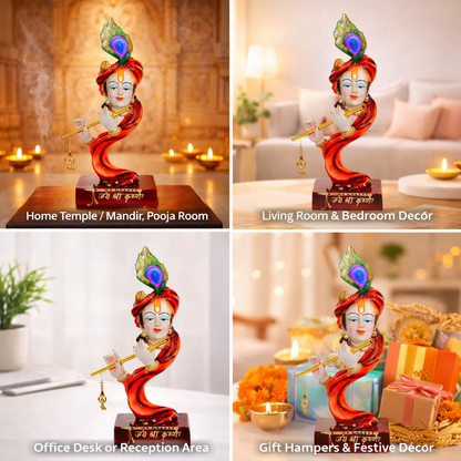 Lord Krishna Idol Decorative Statue in Flute Playing Pose