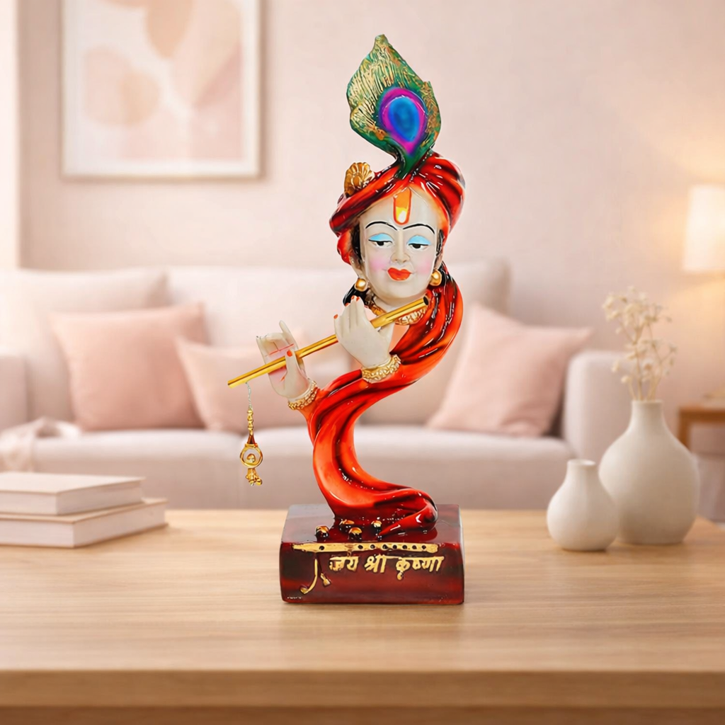 Lord Krishna Idol Decorative Statue in Flute Playing Pose