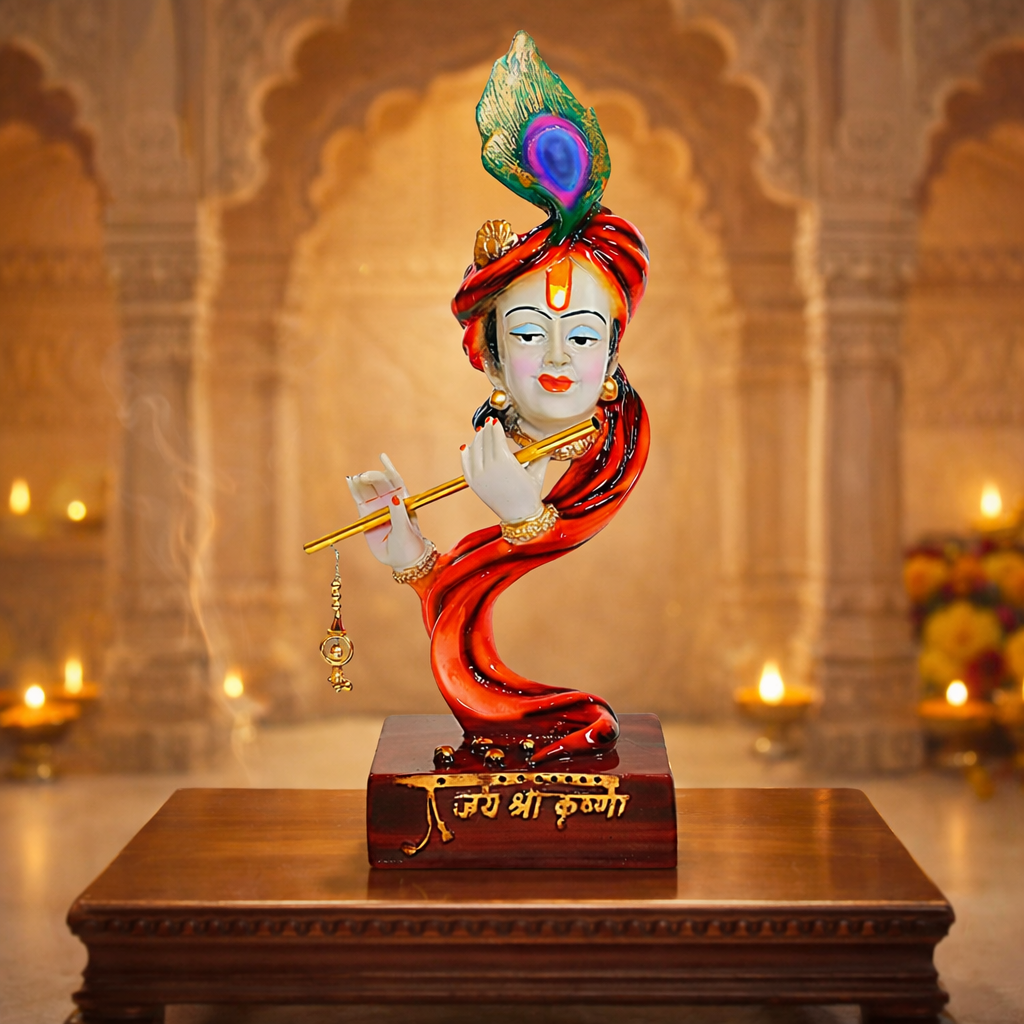 Lord Krishna Idol Decorative Statue in Flute Playing Pose