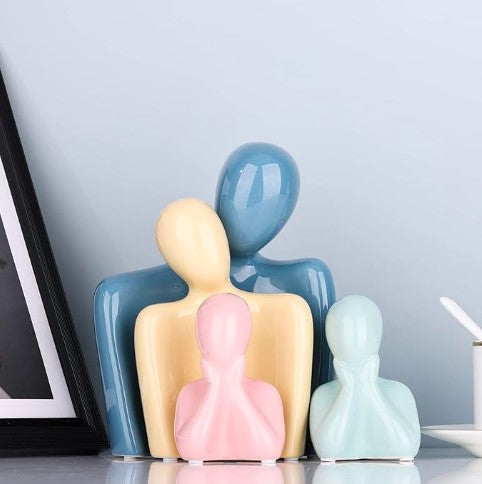 Couple Family Statue | Ceramic Thinker Sculpture | Home Decor Items for Living Room Show Piece | Table Artifact (Multicolor Set of 4)