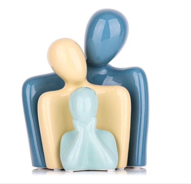 Couple Family Statue | Ceramic Thinker Sculpture | Home Decor Items for Living Room Show Piece | Table Artifact (Multicolor | Set of 3)