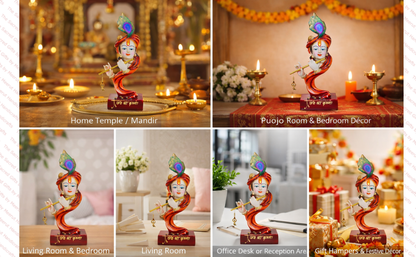 Lord Krishna Idol Decorative Statue in Flute Playing Pose